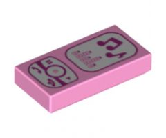 Tile 1 x 2 with Magenta and White Cell Phone / Smartphone / Music Player Pattern