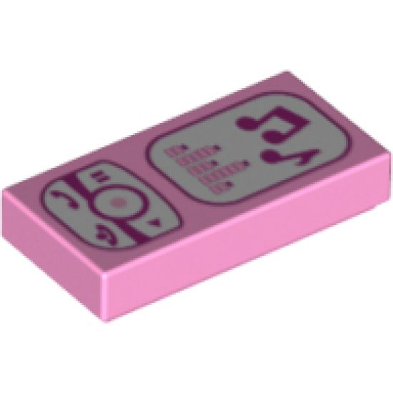 Tile 1 x 2 with Magenta and White Cell Phone / Smartphone / Music Player Pattern