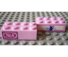 Brick 2 x 4 with 'No.4' and Jug and Bowls Pattern (Stickers) - Set 7586