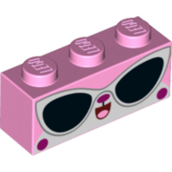 Brick 1 x 3 with Cat Face and Sunglasses Pattern (Disco Kitty)