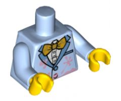 Torso Jacket with Gold Bow Tie and Bright Pink Splotches Pattern / Bright Light Blue Arms / Yellow Hands
