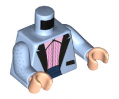 Torso Tuxedo Jacket with Silver Dots, Bright Pink Ruffled Shirt Pattern / Bright Light Blue Arms with Silver Dots Pattern / Light Nougat Hands
