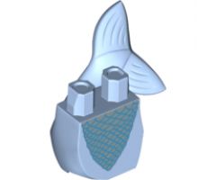 Tail, Mermaid Curved with Silver Scales Pattern