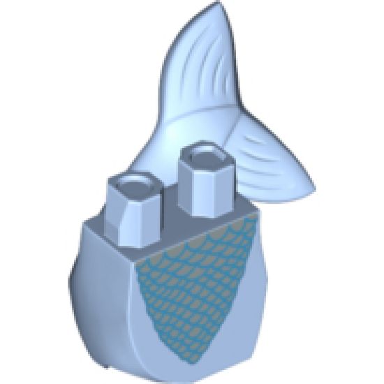 Tail, Mermaid Curved with Silver Scales Pattern