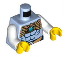 Torso Chima Muscles Outline and Gold Belt and Shoulder Plate Pattern Front and Back / White Arms / Yellow Hands