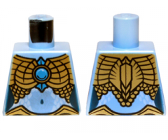 Torso Chima Female Outline with Gold Scaled Armor and Blue Round Jewel (Chi) Pattern