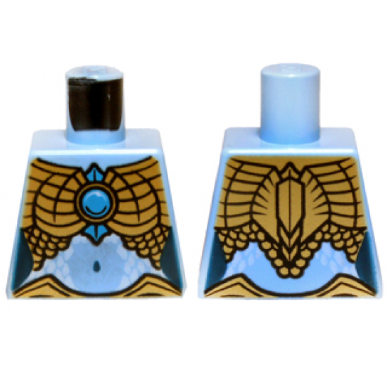 Torso Chima Female Outline with Gold Scaled Armor and Blue Round Jewel (Chi) Pattern