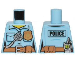Torso Police Female Shirt with Gold Badge, Dark Tan Belt with Pocket and 'POLICE' and Radio on Back Pattern