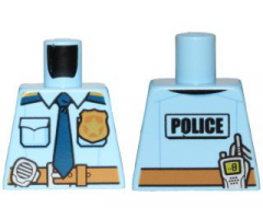 Torso Police Shirt with Gold Badge, Dark Blue Tie, Dark Tan Belt and 'POLICE' and Radio on Back Pattern