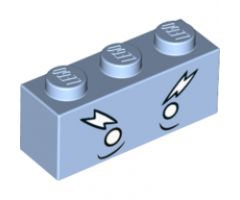 Brick 1 x 3 with Face White Eyes and Lightning Eyebrows Pattern (Ice King)
