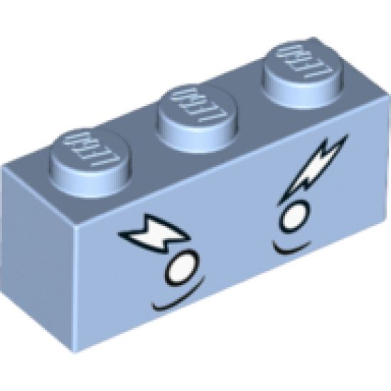 Brick 1 x 3 with Face White Eyes and Lightning Eyebrows Pattern (Ice King)