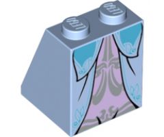 Slope 65 2 x 2 x 2 with Bottom Tube with Minifigure Dress/Skirt/Robe, Layered with Ornate Light Blue Trim and Lavender Panel with Silver Trim Pattern