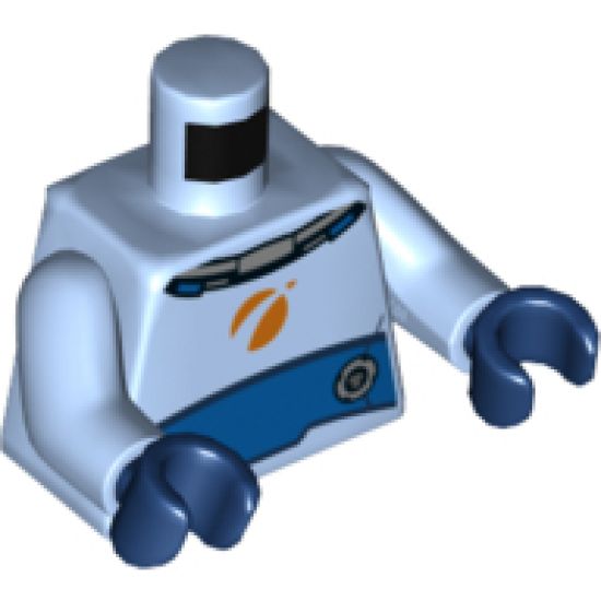 Torso Spacesuit with Blue Wide Belt Pattern / Bright Light Blue Arms / Dark Blue Hands