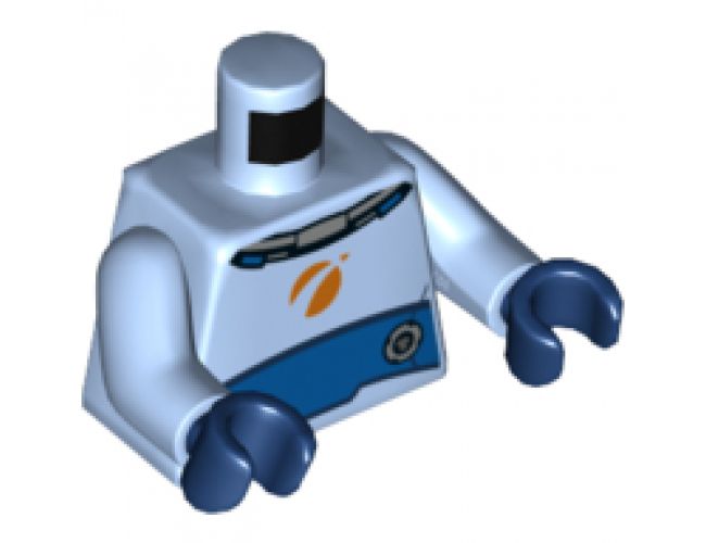Torso Spacesuit with Blue Wide Belt Pattern / Bright Light Blue Arms / Dark Blue Hands