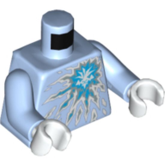 Torso Ninjago Ice Energy Pattern (NRG Zane) / Bright Light Blue Arms / White Hands