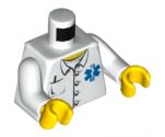 Torso Hospital EMT Star of Life, Open Collar, Buttons, Pocket Pen Pattern / White Arms / Yellow Hands