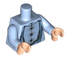 Torso Robes with 3 Silver Frog Clasps, Medium Blue Details, Medium Nougat Belt Pattern / Bright Light Blue Arms / Light Nougat Hands