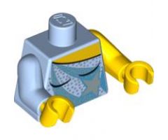Torso Ice Skating Costume with White Sequins and Star Pattern / Yellow Arm Left / Bright Light Blue Arm Right / Yellow Hands