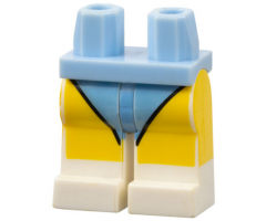 Hips and White Legs with Bright Light Blue Short Swimsuit and Yellow Legs Pattern