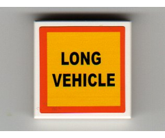 Tile 2 x 2 with 'LONG VEHICLE' and Orange Border Pattern (Sticker) - Set 7900