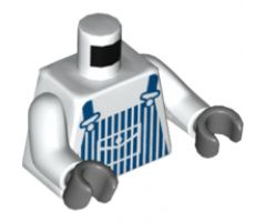Torso Train Blue Striped Overalls Pattern / White Arms / Dark Bluish Gray Hands