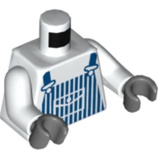 Torso Train Blue Striped Overalls Pattern / White Arms / Dark Bluish Gray Hands