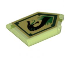 Tile, Modified 2 x 3 Pentagonal with Nexo Power Shield Pattern - Jungle Dragon