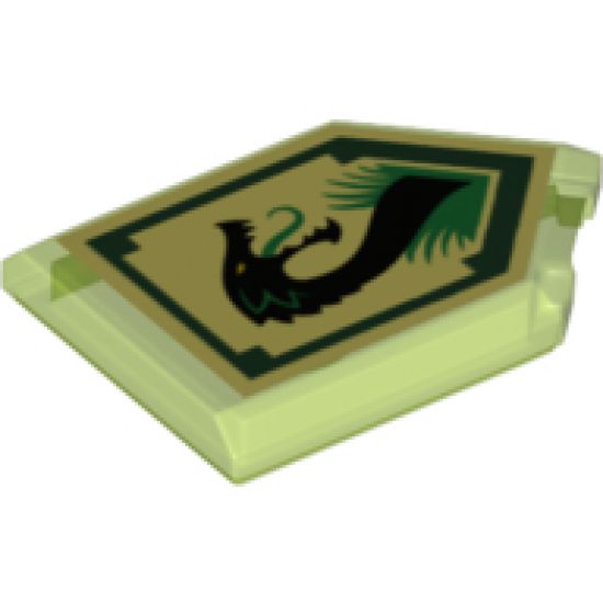 Tile, Modified 2 x 3 Pentagonal with Nexo Power Shield Pattern - Jungle Dragon