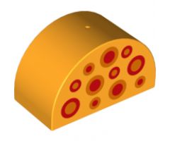 Duplo, Brick 2 x 4 x 2 Curved Top with 11 Circles with Spots Pattern