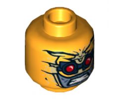 Minifigure, Head Alien Balaclava with Red Eyes, Black Goggles, Sand Blue Face Pattern - Hollow Stud