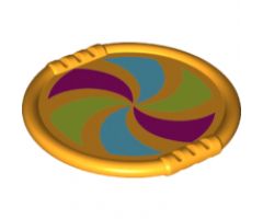 Duplo, Figure Wear & Utensil Disk with Magenta, Lime, and Medium Azure Pinwheel Pattern