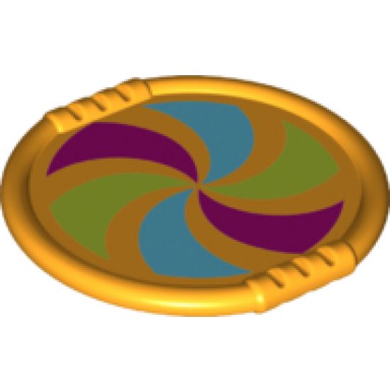 Duplo, Figure Wear & Utensil Disk with Magenta, Lime, and Medium Azure Pinwheel Pattern