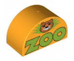 Duplo, Brick 2 x 4 x 2 Curved Top with 'Zoo' and Lion Head Pattern