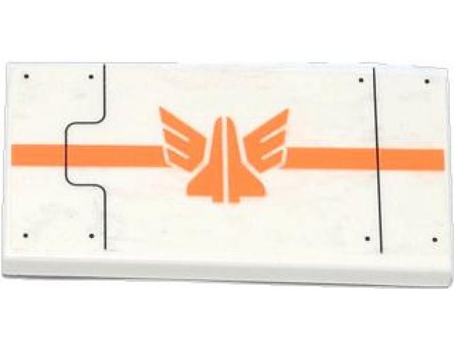 Tile 2 x 4 with Black Lines, Rivets, Orange Stripe and Galaxy Squad Logo Pattern (Sticker) - Set 70707