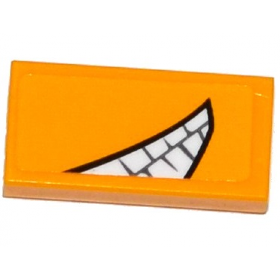 Tile 1 x 2 with Partial Smile with Teeth Pattern (Sticker) - Set 75823