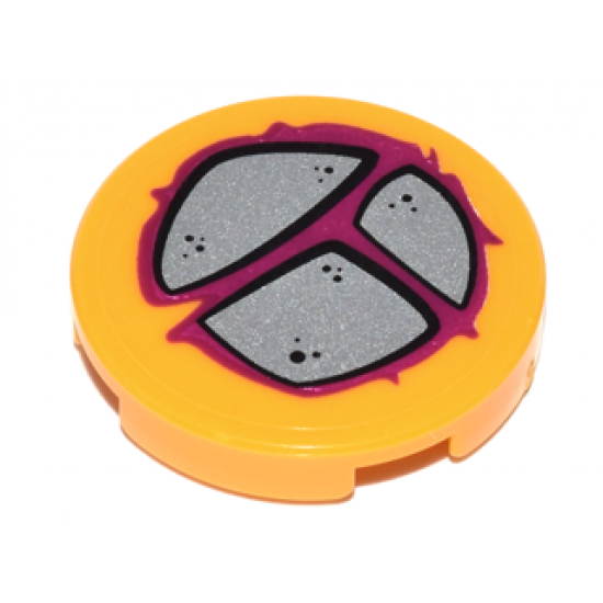 Tile, Round 2 x 2 with Bottom Stud Holder with Silver and Magenta Stepping Stones Pattern (Sticker) - Set 41179