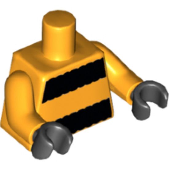 Torso Black Thick Stripes Pattern / Bright Light Orange Arms / Black Hands