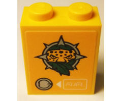 Brick 1 x 2 x 2 with Inside Stud Holder with Leopard Head, Leaves, Fuel Inlet and White Arrow and 'FUEL' Pattern (Sticker) - Set 60158