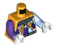 Torso Tattered Purple-Striped Shirt, Jester's Collar with Skulls and Lightning Pattern / Bright Light Blue Arm Left / Dark Purple Arm Right / White Hands