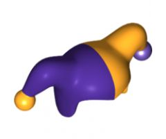 Minifigure, Headgear Jester's Cap with Dark Purple Right Side and Dark Purple Pom Pom Left Side Pattern