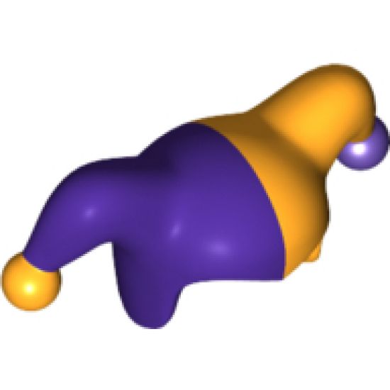 Minifigure, Headgear Jester's Cap with Dark Purple Right Side and Dark Purple Pom Pom Left Side Pattern