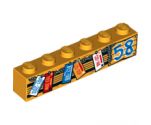 Brick 1 x 6 with '58' and Hanging License Plates Pattern