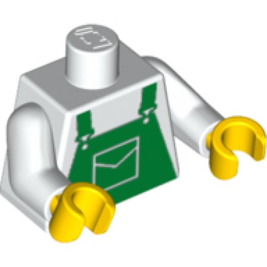 Torso Overalls Green Pattern (Dungarees) / White Arms / Yellow Hands
