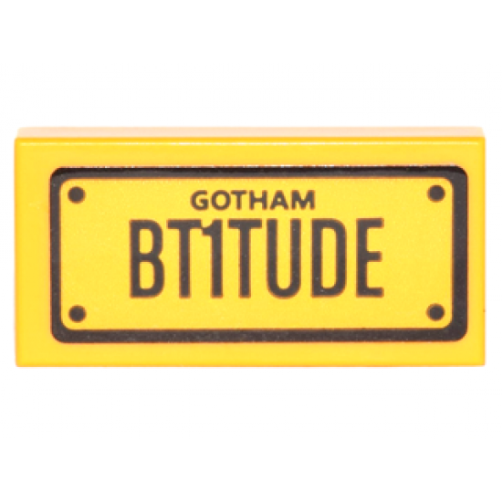 Tile 1 x 2 with Black 'GOTHAM' and 'BT1TUDE' Pattern (Sticker) - Set 70905