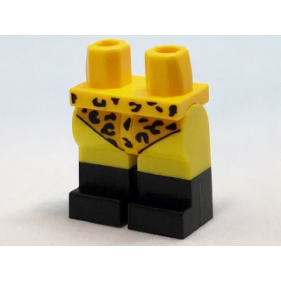 Hips and Yellow Legs with Bright Light Orange Leotard with Leopard Spots and Black Boots Pattern