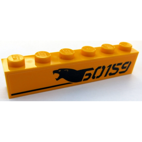 Brick 1 x 6 with Black '60159', Panther Head and Black Stripe Pattern Model Left Side (Sticker) - Set 60159