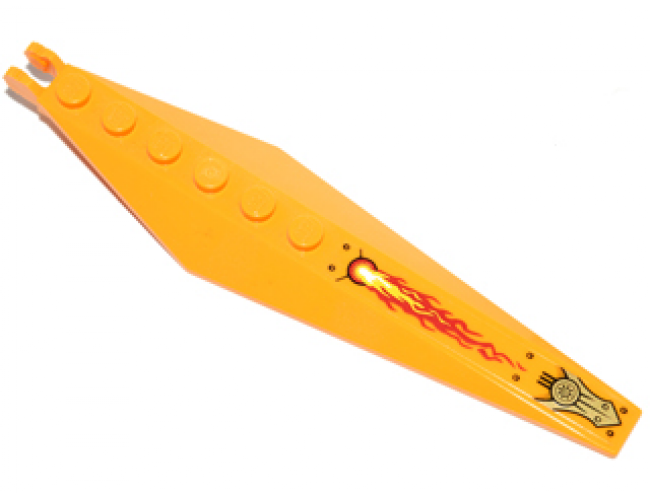 Hinge Plate 3 x 12 with Angled Side Extensions and Tapered Ends with Flames, Gold Phoenix and Rivets Pattern (Sticker) - Set 70146