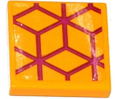 Tile 2 x 2 with Magenta Diamond Cube Geometric Pattern (Sticker) - Set 41135