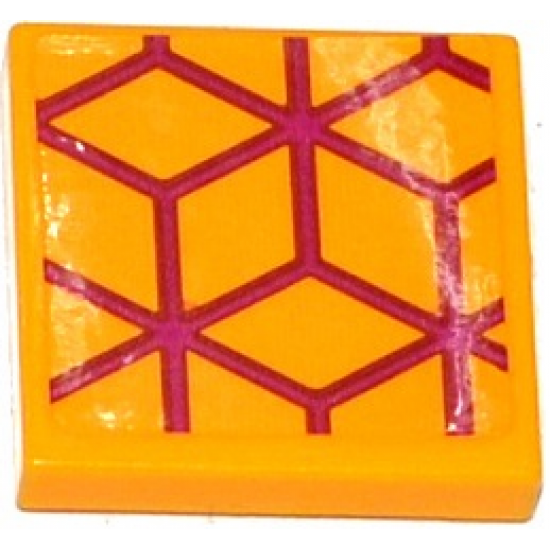 Tile 2 x 2 with Magenta Diamond Cube Geometric Pattern (Sticker) - Set 41135