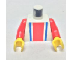 Torso Soccer Vertical Striped Red/Blue and No. 3 Back Pattern / Red Arms / Yellow Hands